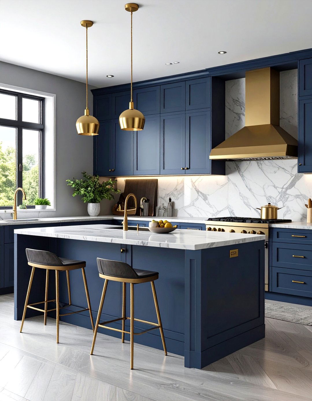Benjamin Moore Gentlemans Gray Navy Kitchen - 24 Navy Blue Kitchen Cabinets Ideas