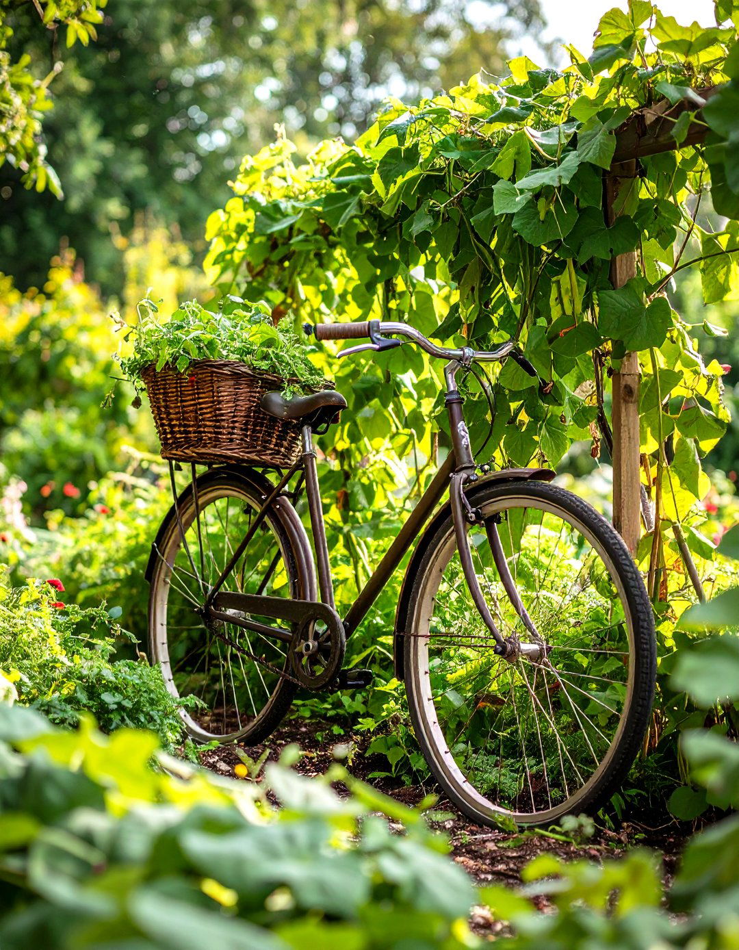 Bicycle Vegetable Garden Support - 24 Old Bicycle Garden Ideas