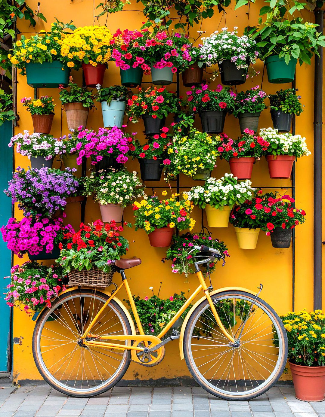 Bicycle Vertical Wall Garden - 24 Old Bicycle Garden Ideas