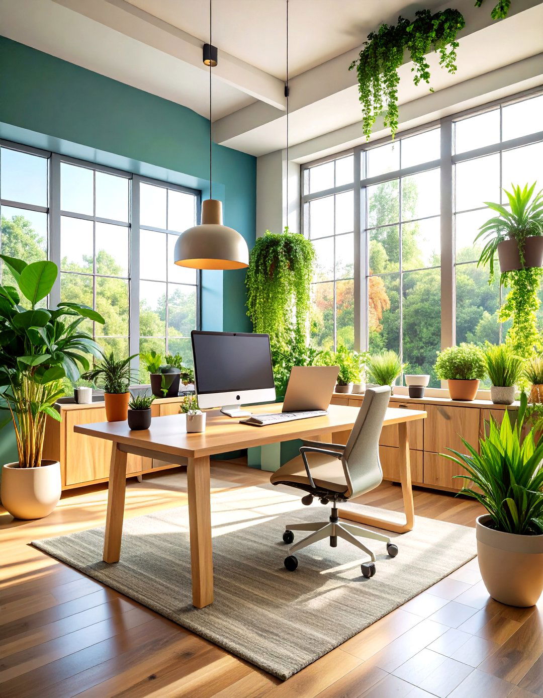 Biophilic Green Oasis Workspace - 24 Desk Decor Ideas