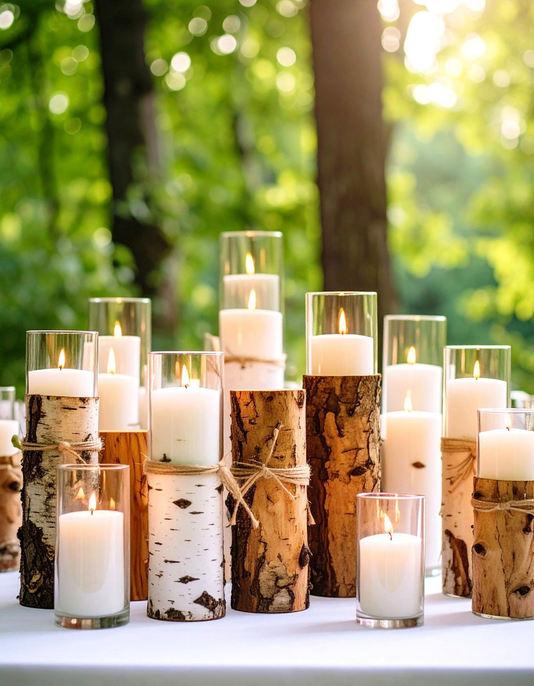 Birch Bark Candle Holders - 24 Rustic Wedding Centerpieces
