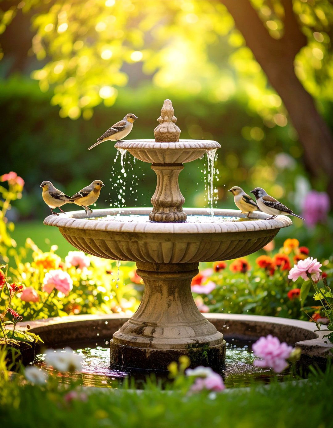 Bird Bath Fountain - 24 Backyard Fountain Ideas