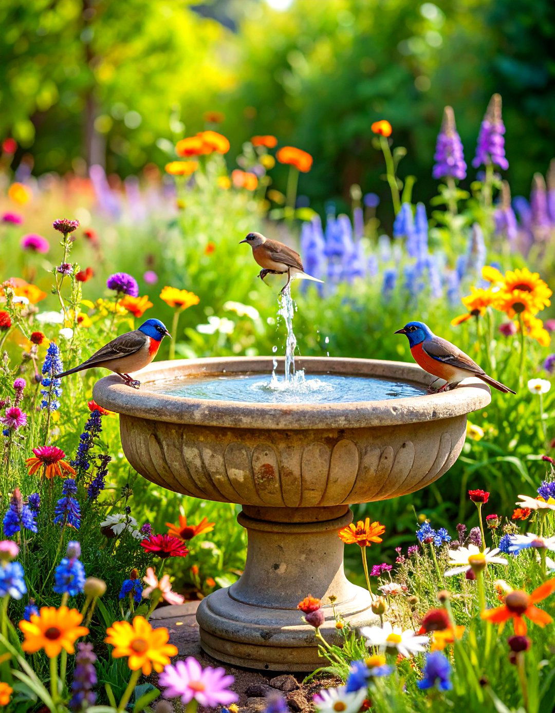 Bird Bath and Wildlife Gardens - 24 Garden Centerpiece Ideas