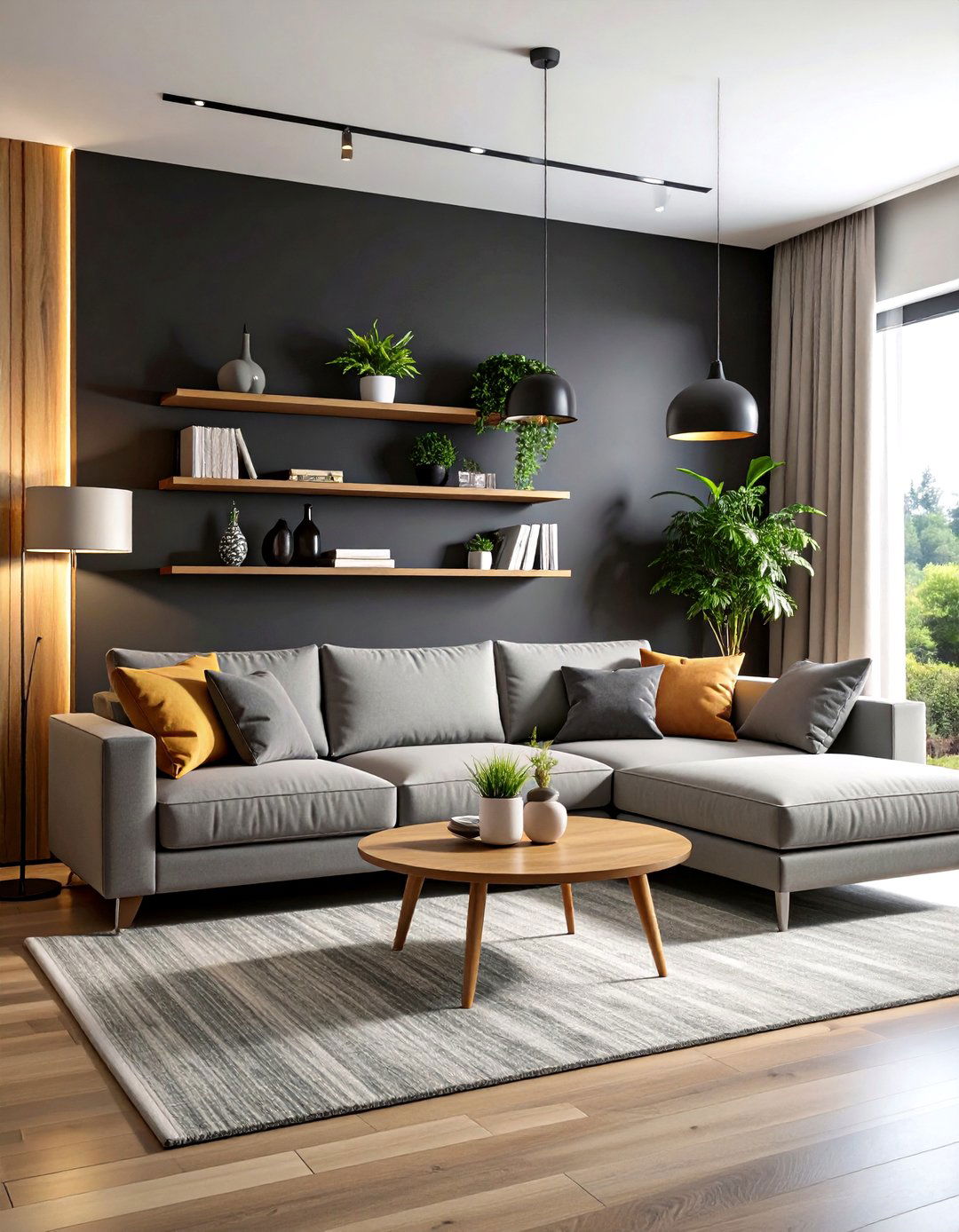 Black Accent Wall Living Room Design - 24 Black Living Room Ideas