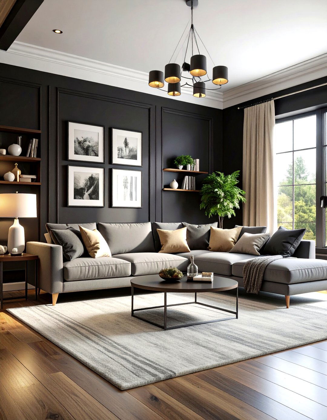 Black Accent Wall Living Room - 24 Dark Living Room Ideas