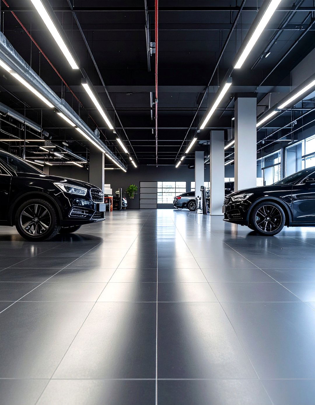 Black Automotive Showroom Garage - 24 Black Garage Ideas