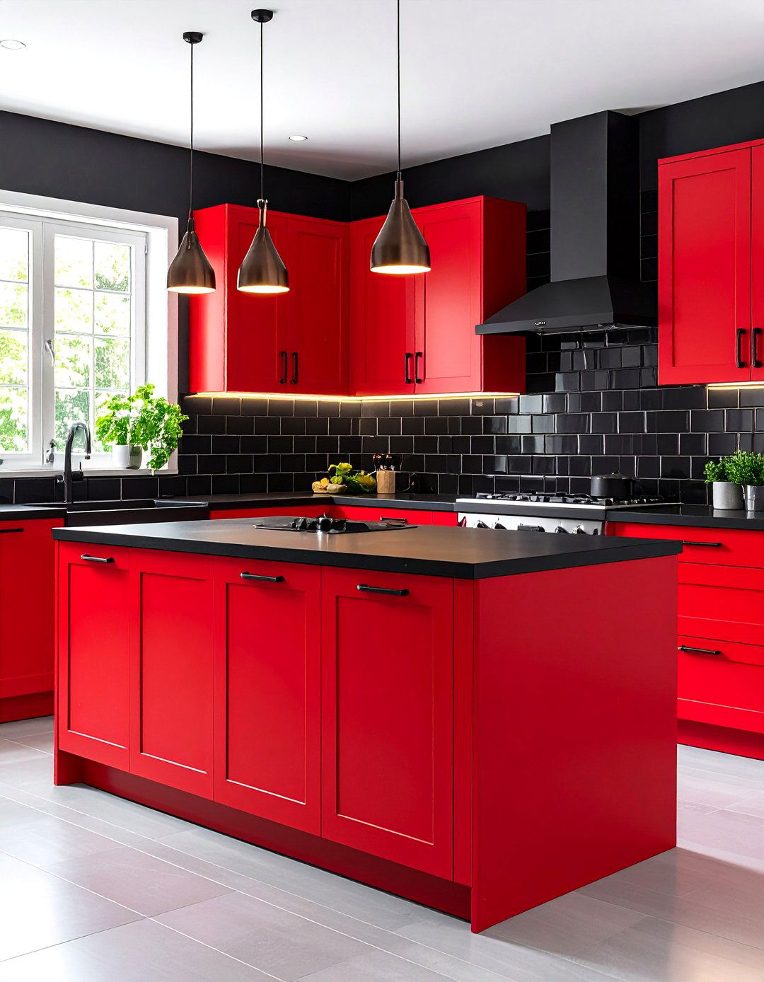 Black Backsplash With Red Kitchen Cabinets - 24 red and black kitchen ideas