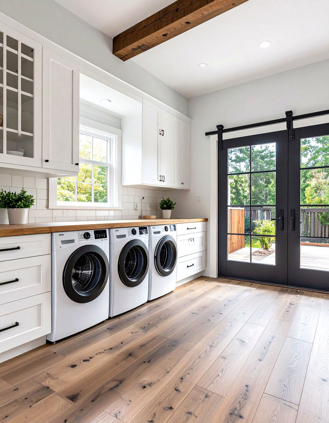 Black Barn Door Accent Feature - 24 black laundry room ideas