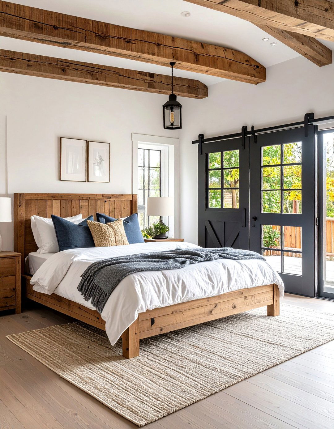 Black Barn Door Storage with Reclaimed Wood Bedroom Furniture - 24 Black and Brown Bedroom Ideas