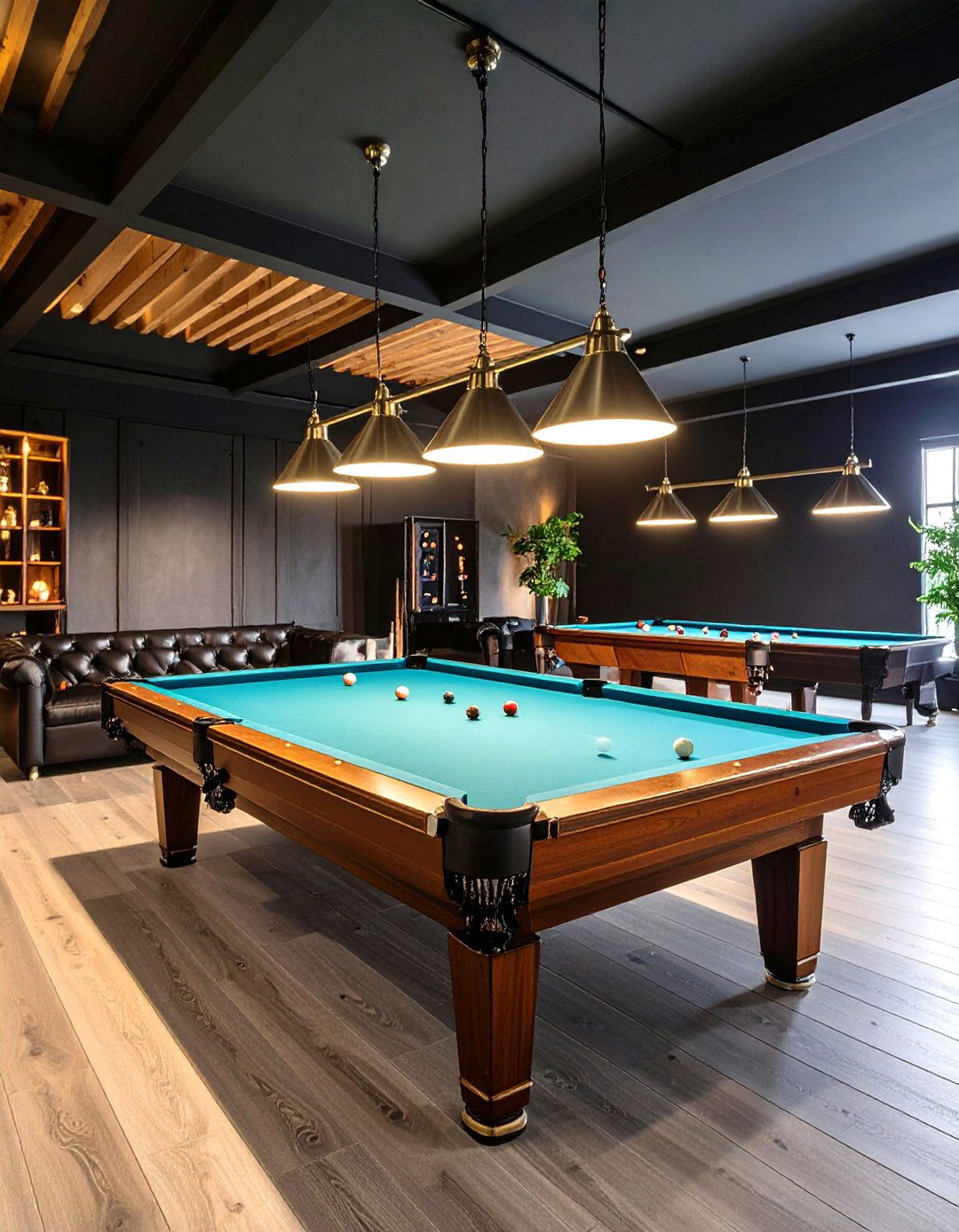 Black Billiards and Game Room - 24 black basement ideas