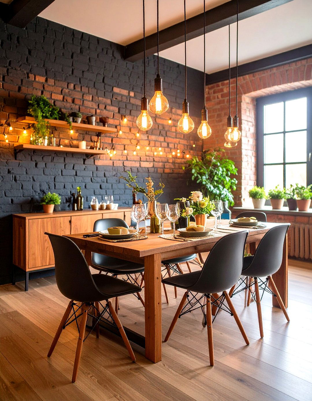 Black Brick Accent Wall Treatment - 24 Black Accent Wall Dining Room Ideas