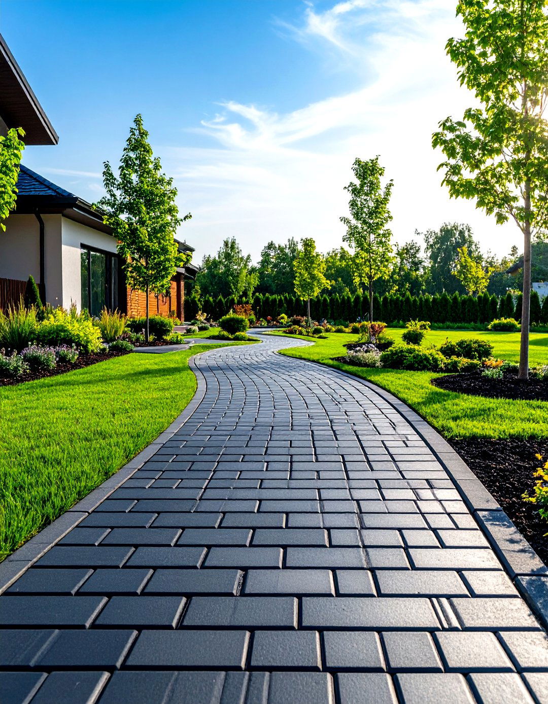 Black Brick Walkway with Sustainable Recycled Material Construction - 24 Black Brick Walkway Ideas