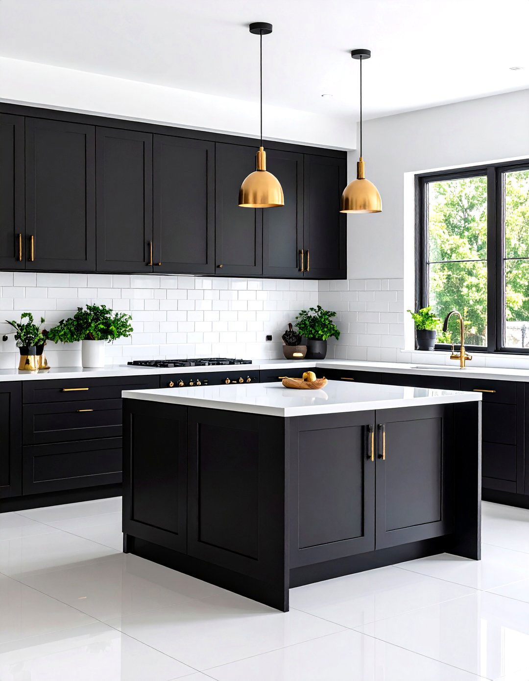 Black Cabinets with White Ceramic Tile Countertops - 24 Black Kitchen Cabinets With White Countertops