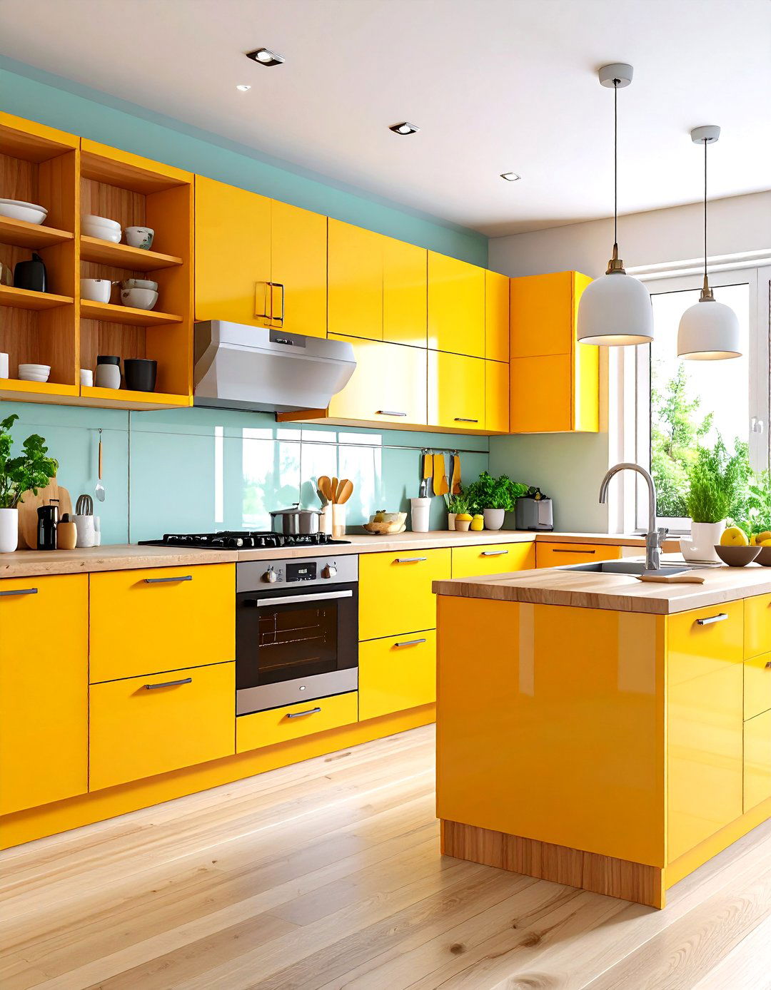Black Cabinets with Wood Countertops and Integrated Appliances - 24 Kitchen With Black Cabinets And Wood Countertops Ideas