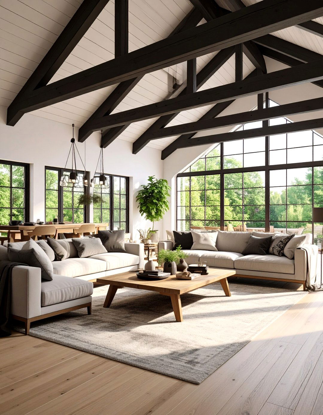 Black Ceiling Beam Living Room - 24 Black Living Room Ideas