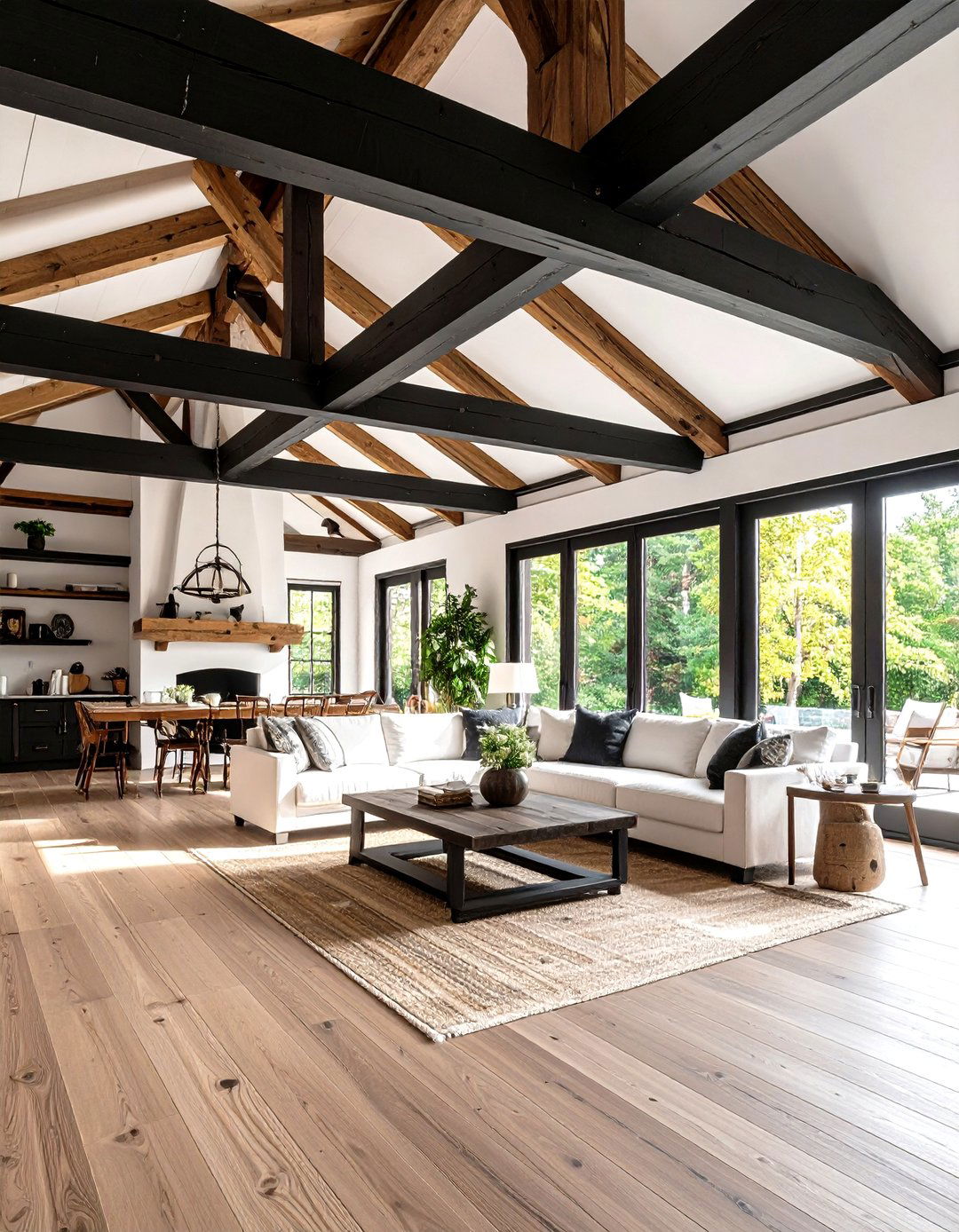 Black Ceiling with White Exposed Beams - 24 black ceiling ideas