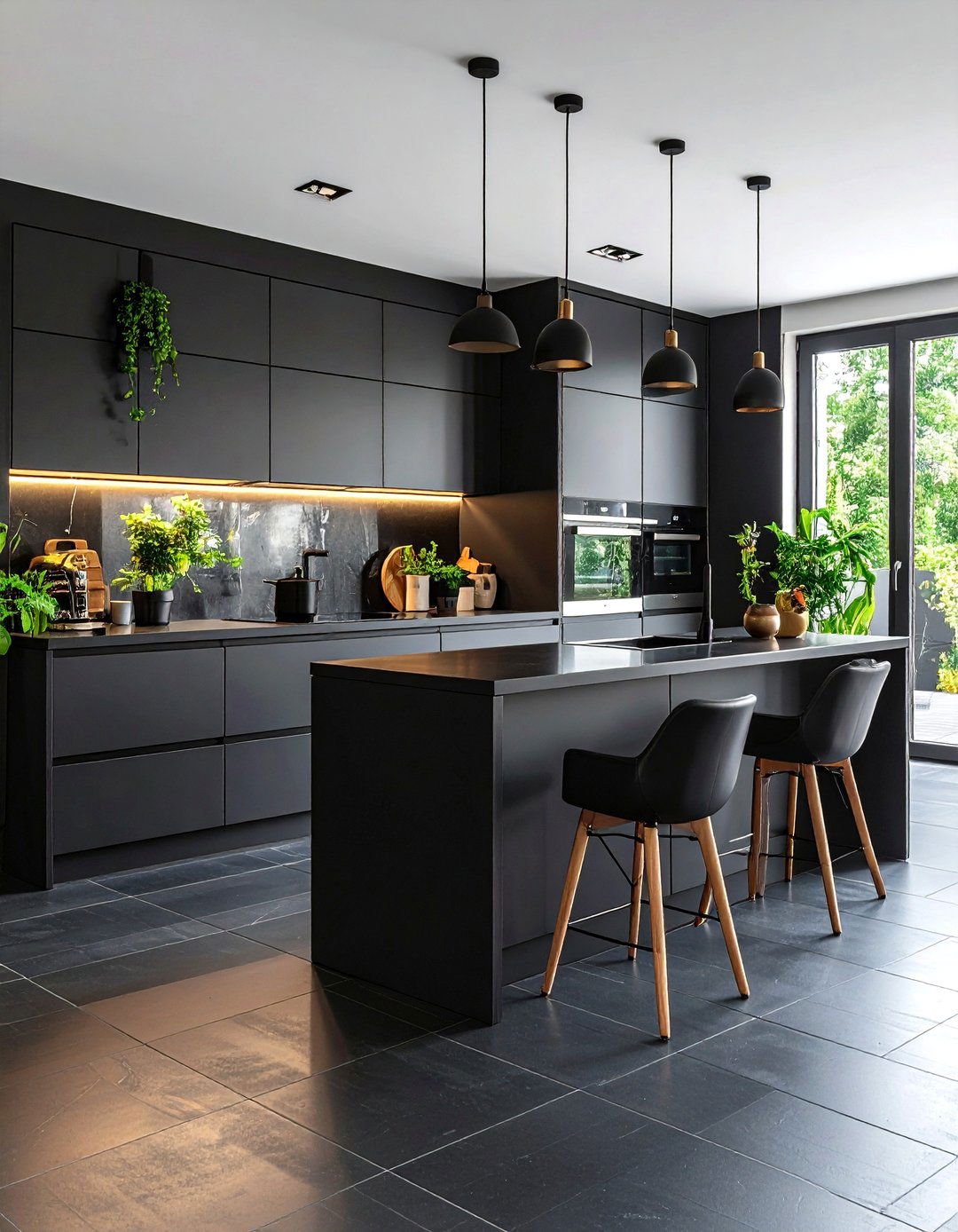 Black Ceramic Tile Floor Design - 24 Black Floor Kitchen Ideas