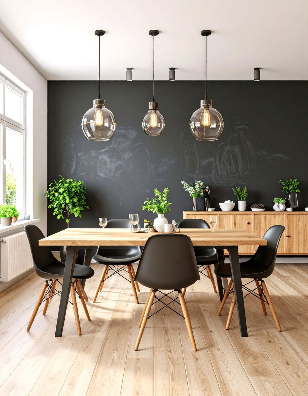 Black Chalkboard Paint Feature Wall - 24 Black Accent Wall Dining Room Ideas