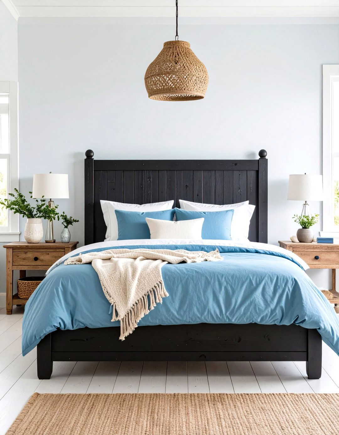 Black Coastal Cottage Headboard - 24 Black Headboard Bedroom Ideas