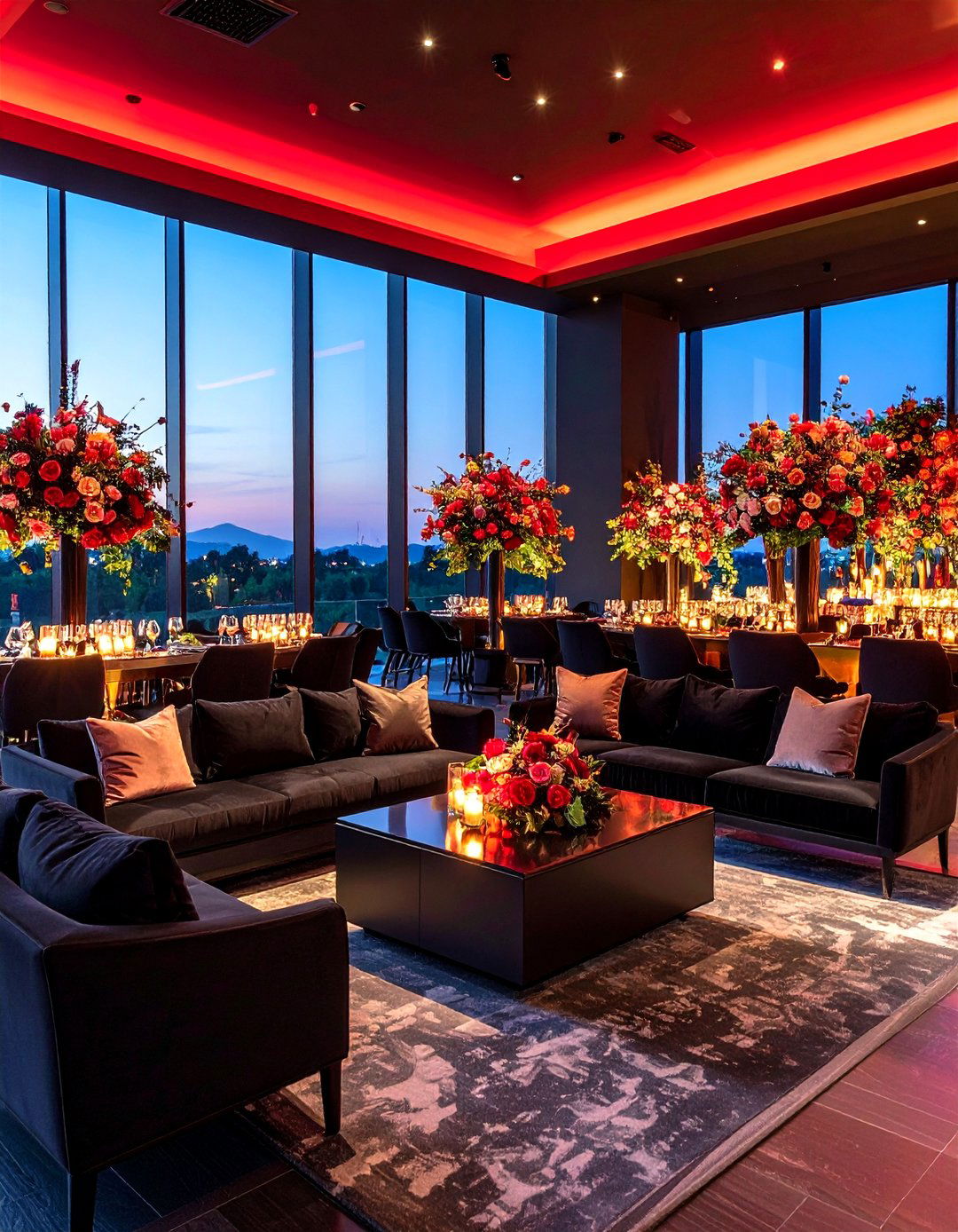 Black Cocktail Hour Decor - 24 Red and Black Wedding Ideas