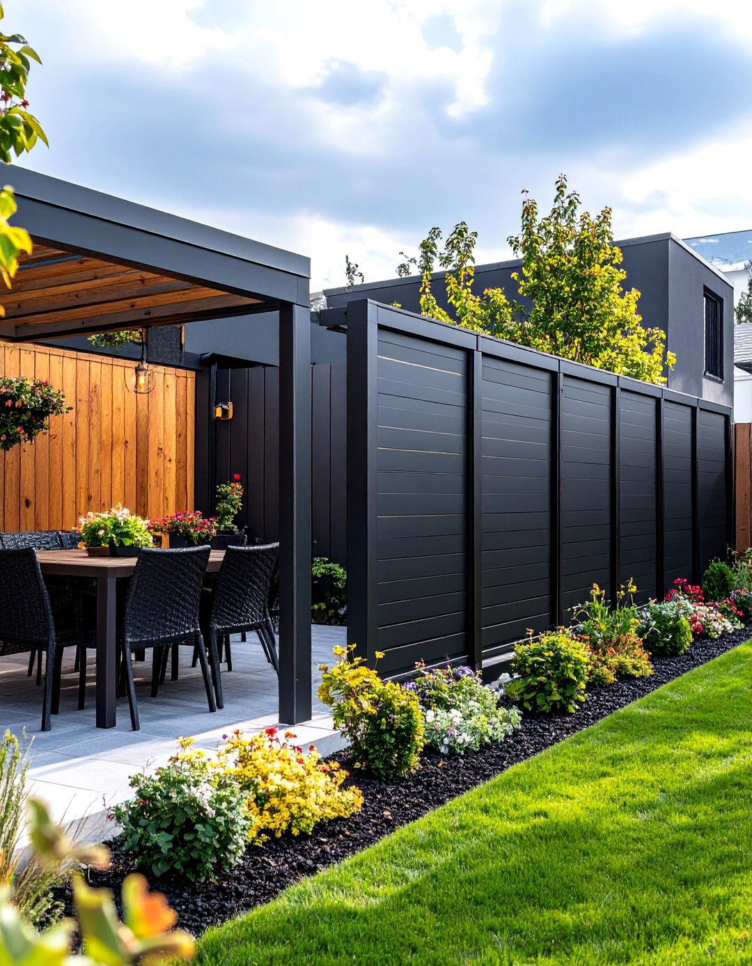 Black Composite Privacy Screen Fence - 24 Black Fence Ideas