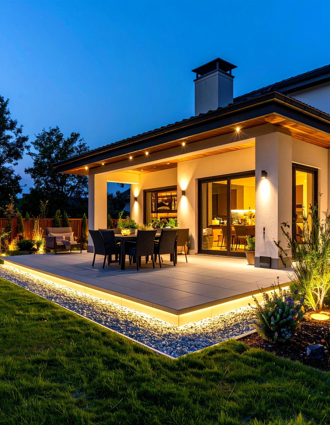 Black Concrete Patio with LED Lighting - 24 black concrete patio ideas