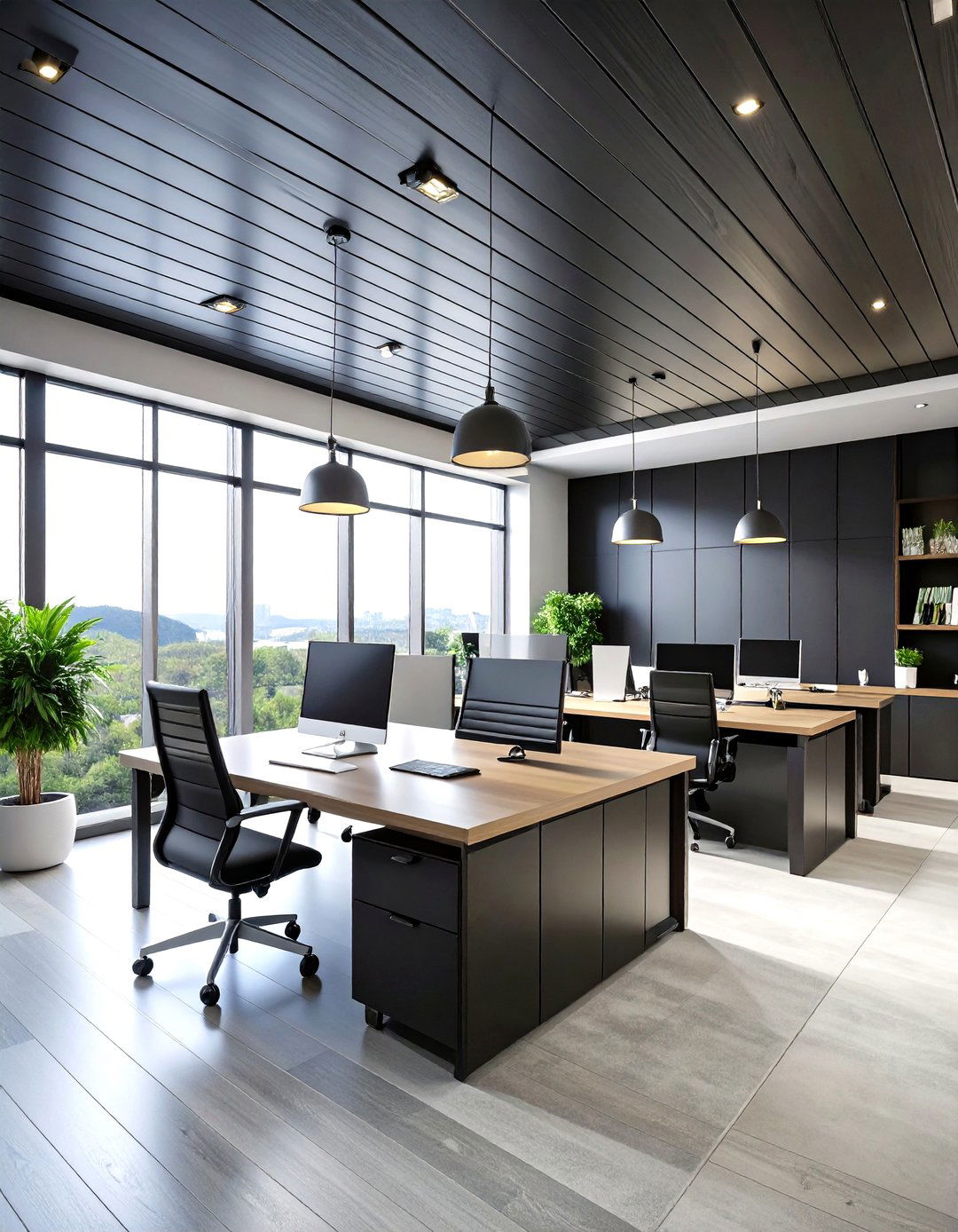Black Contrast Modern Office Ceiling - 24 Shiplap Ceiling Ideas