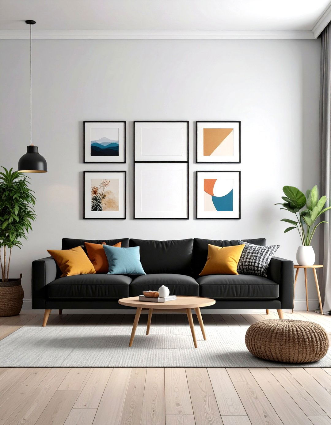 Black Couch Gallery Wall Arrangement