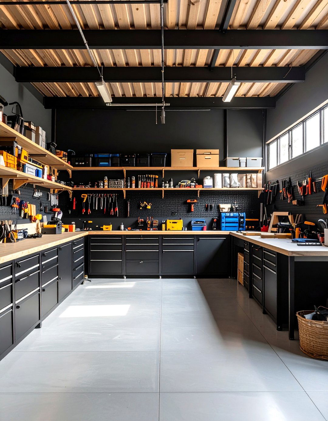Black Craft and Hobby Garage - 24 Black Garage Ideas