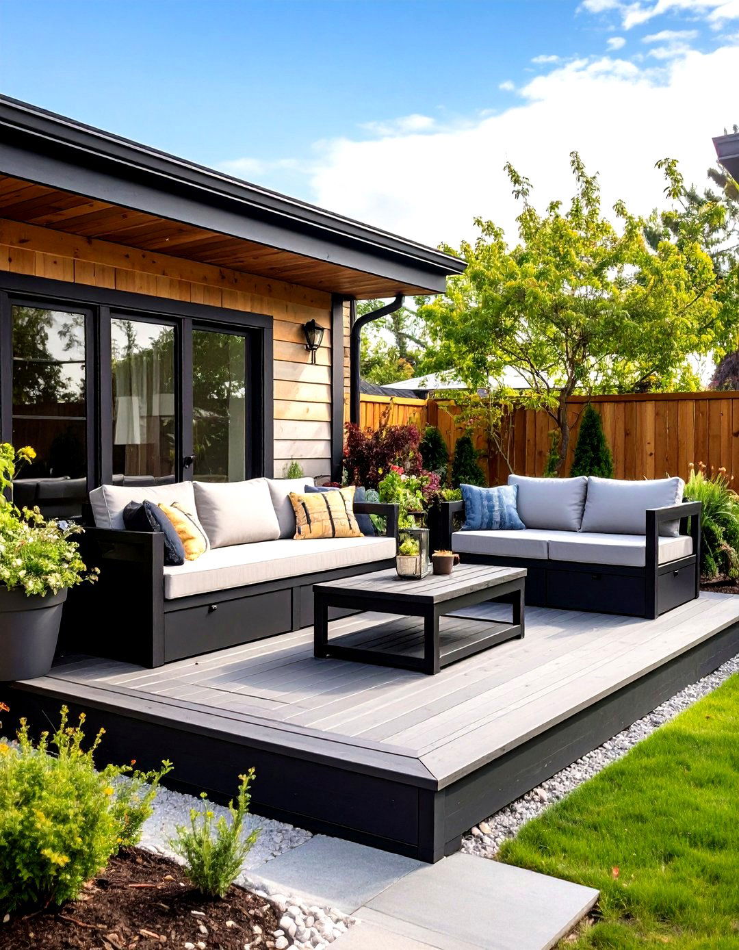 Black Deck with Built in Storage Solutions - 24 Black Deck Ideas
