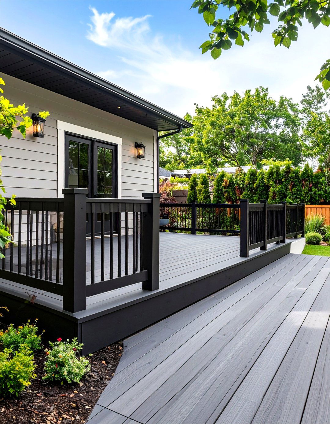 Black Deck with Composite Railing Systems - 24 Black Deck Ideas