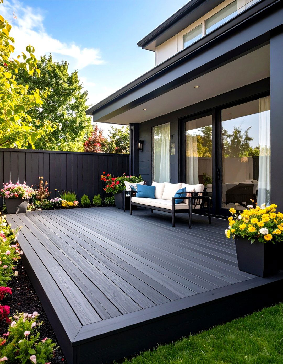 Black Deck with Picture Frame Border - 24 Black Deck Ideas