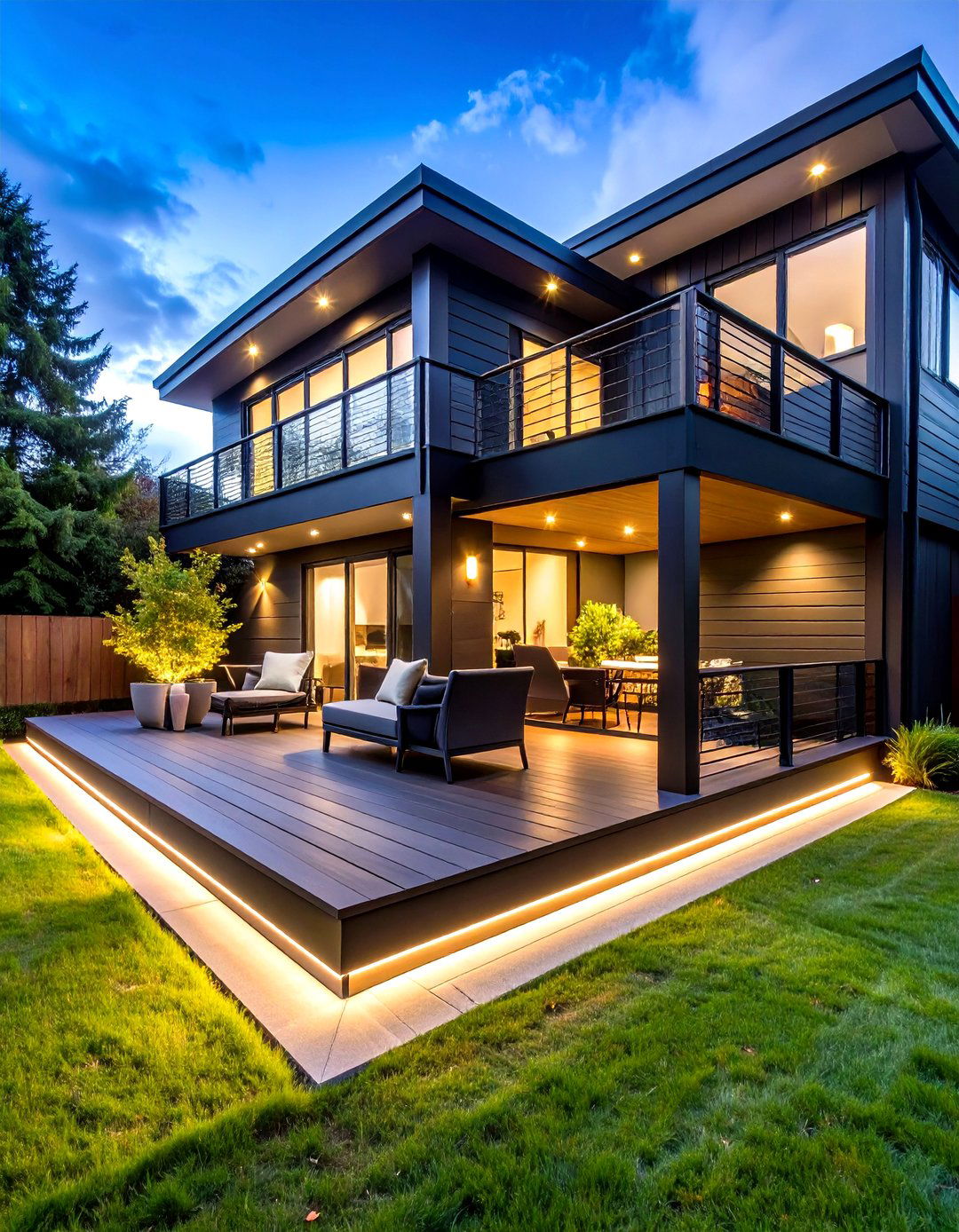 Black Deck with Smart Lighting Systems - 24 Black Deck Ideas