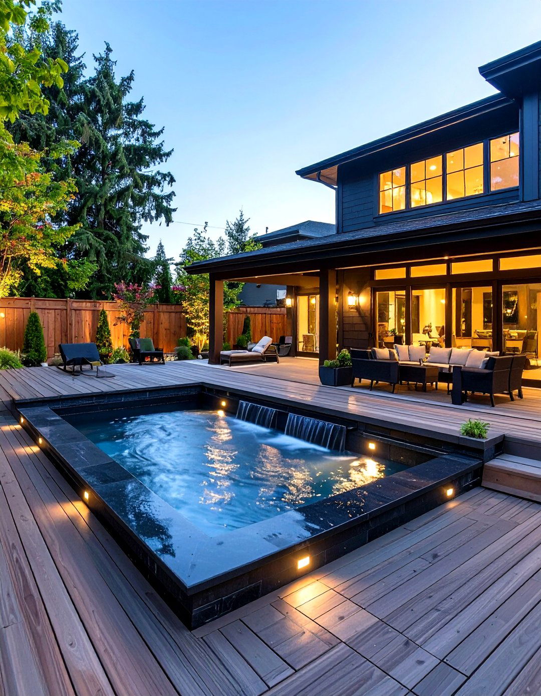 Black Deck with Water Feature Integration - 24 Black Deck Ideas