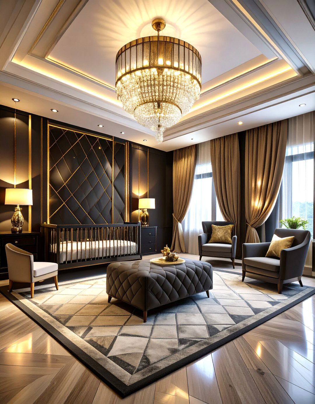 Black Diamond Geometric Luxury - 24 Black Nursery Ideas