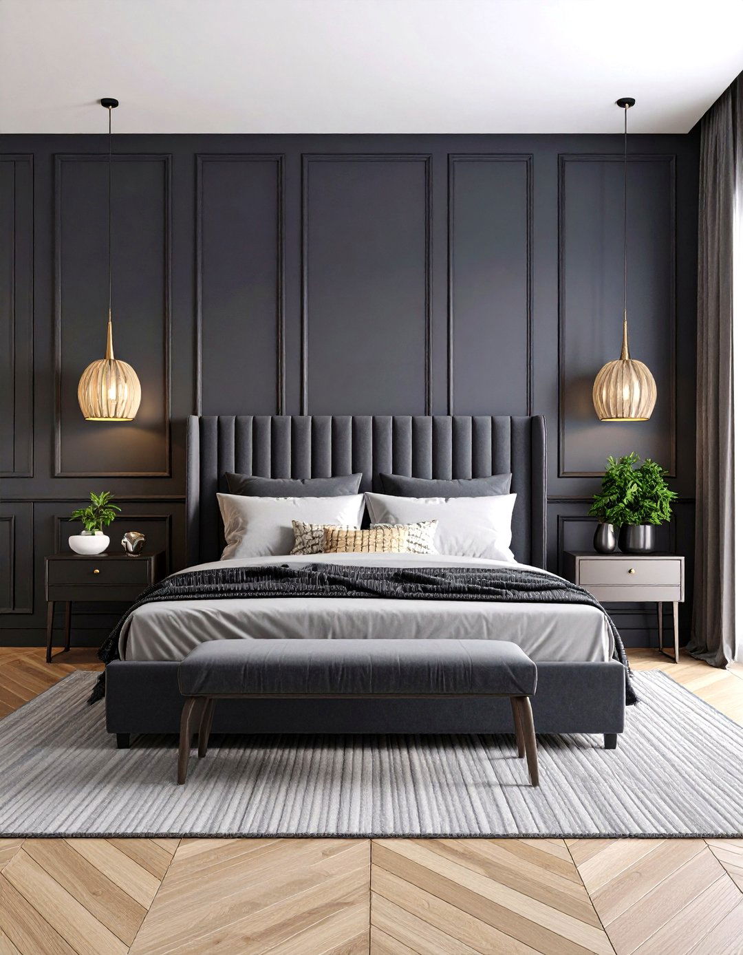 Black Dramatic Statement Walls - 24 Beadboard Wall Ideas