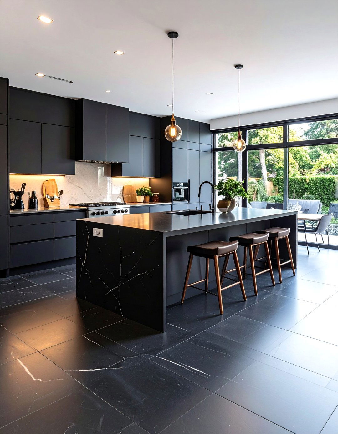 Black Engineered Stone Kitchen Floors - 24 Black Kitchen Floor Ideas