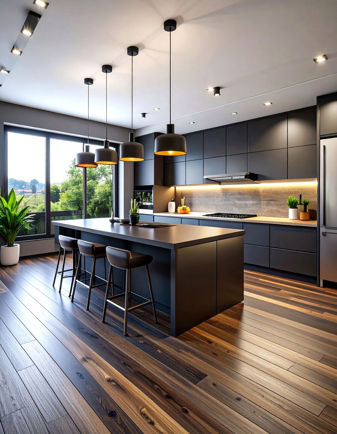 Black Engineered Wood Flooring - 24 Black Floor Kitchen Ideas
