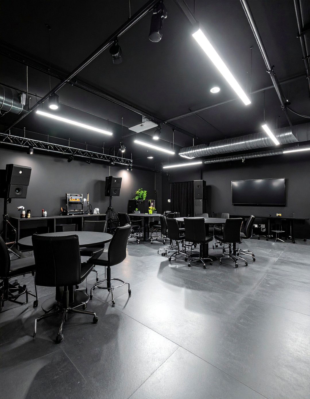 Black Event and Party Space - 24 black basement ideas