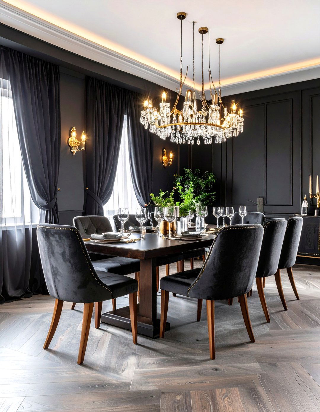 Black Fabric Wall Treatment - 24 Black Accent Wall Dining Room Ideas