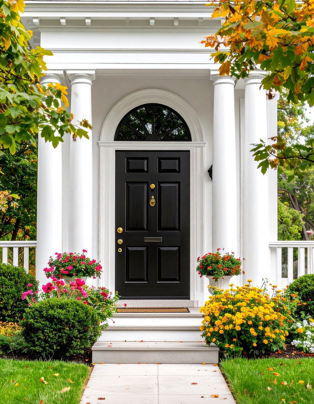 Black Federal Style with Fanlight Transom - 24 Colonial Front Door Ideas