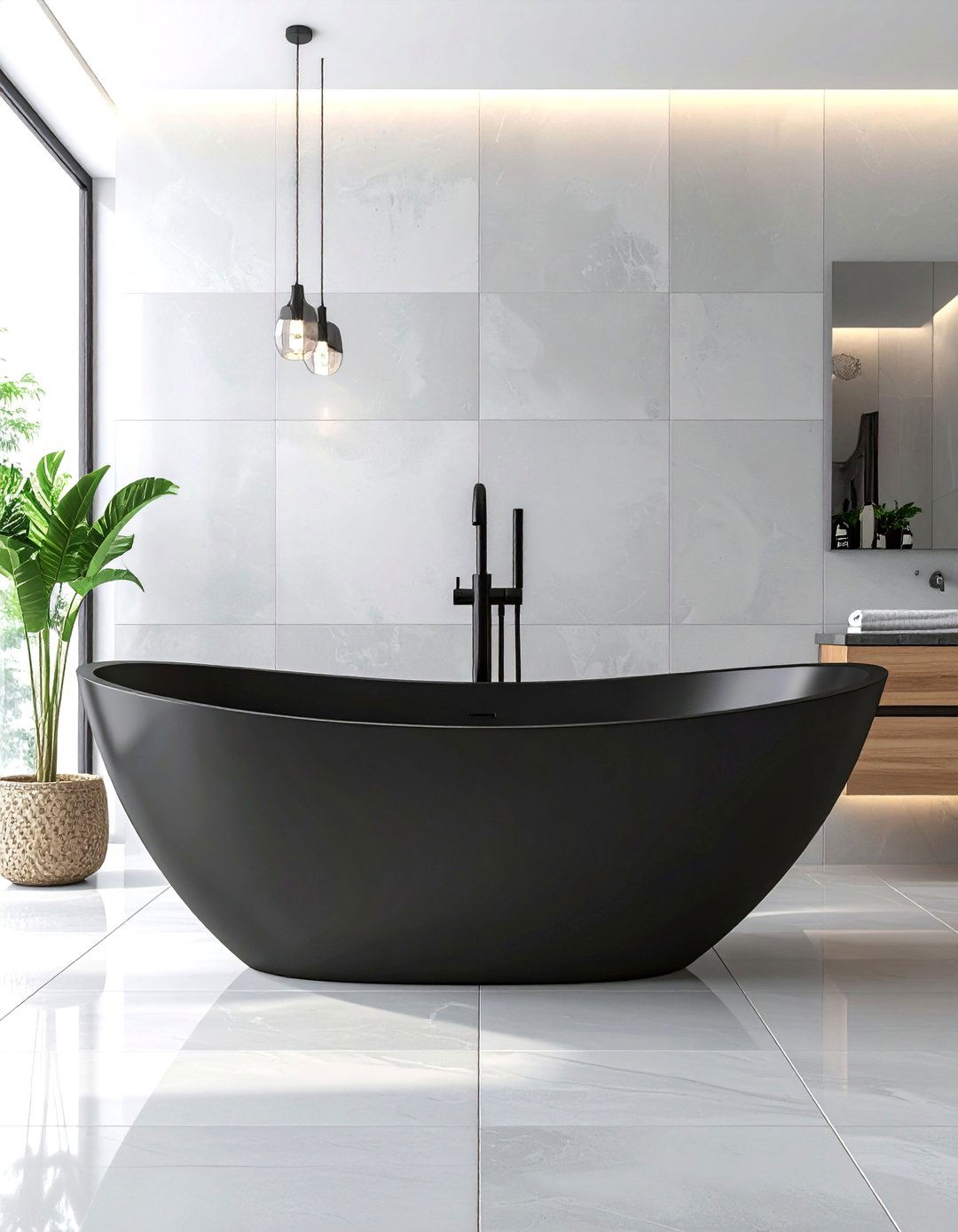 Black Freestanding Bathtub Centerpieces - 24 Black and Grey Bathroom Ideas