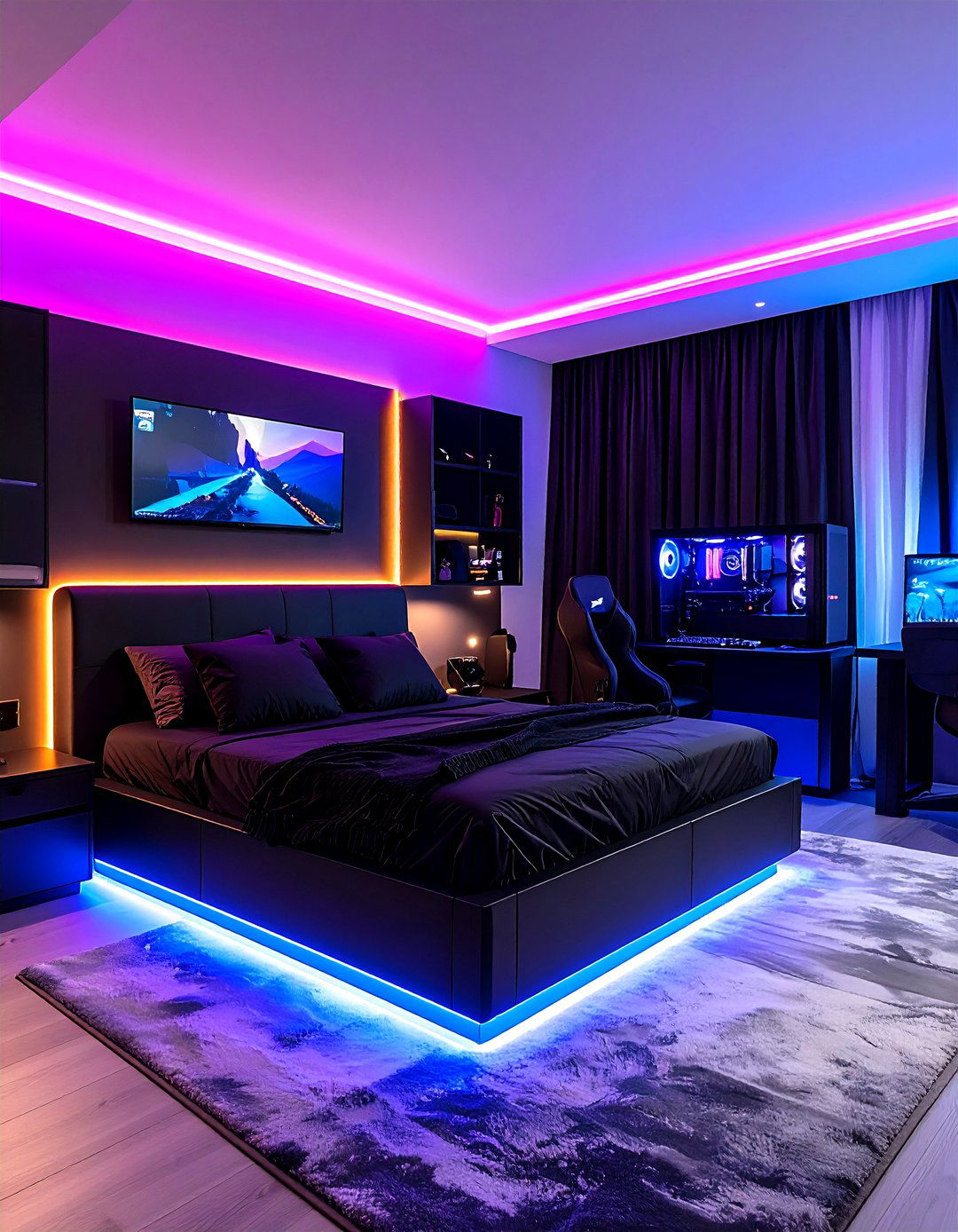 Black Gaming Bedroom Hybrid - 24 Black Gaming Room Ideas