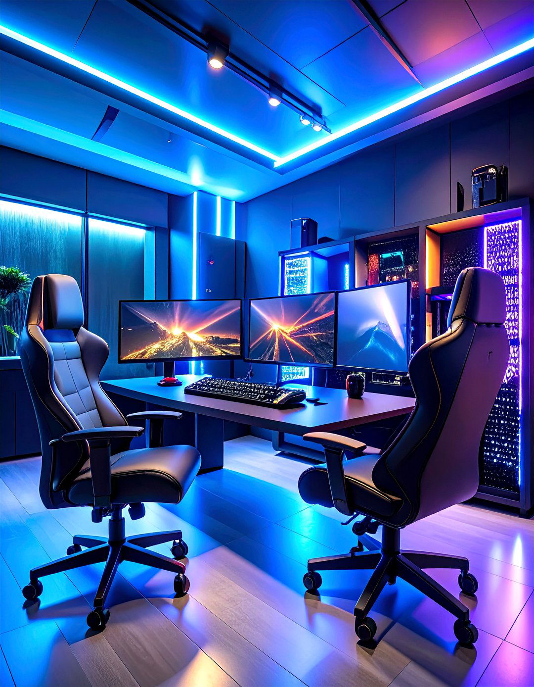 Black Gaming Command Center Cave - 24 Black Man Cave Ideas