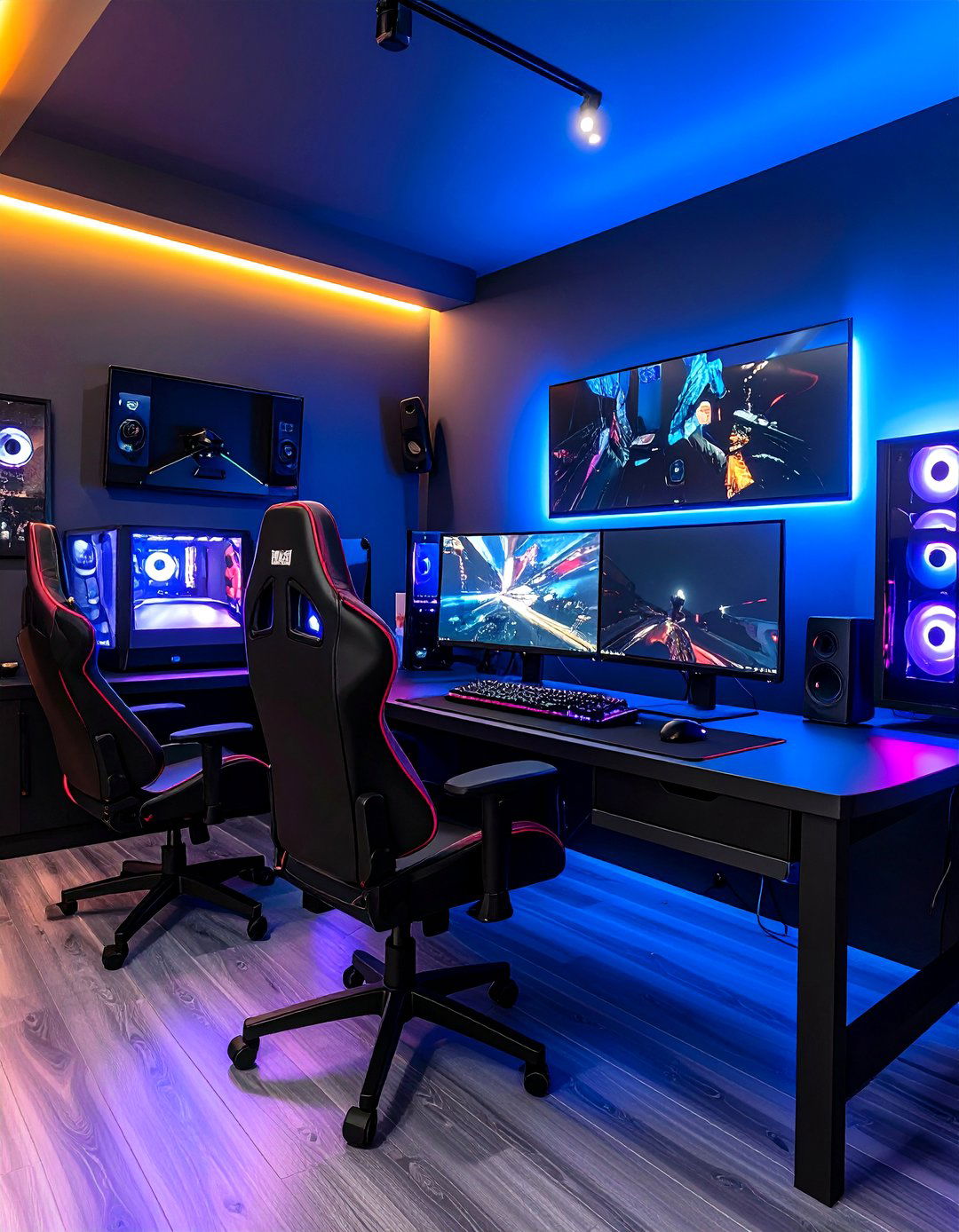 Black Gaming Room Setup - 24 black basement ideas