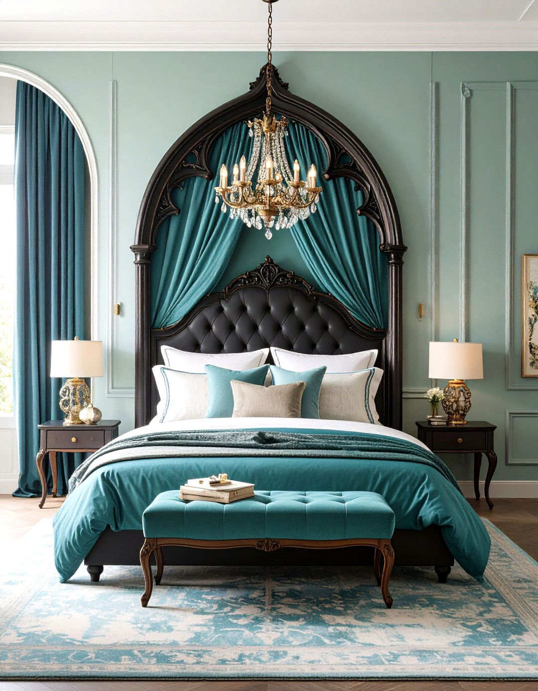 Black Gothic Revival Headboard - 24 Black Headboard Bedroom Ideas