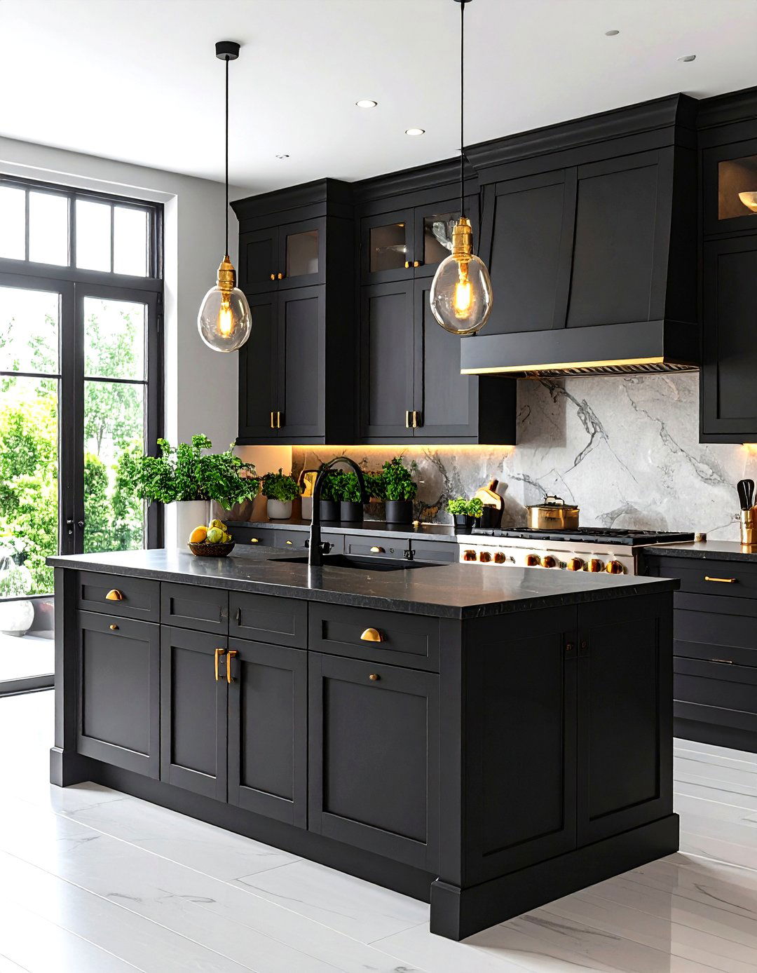 Black Hardware Coordination Strategy - 24 Kitchen With White Cabinets and Black Countertops Ideas