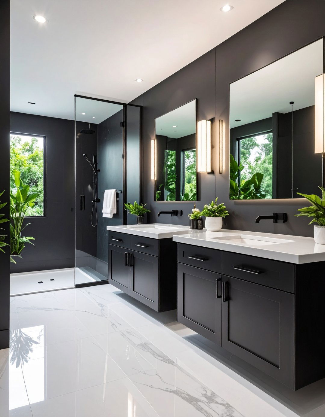 Black Hardware Modern Bathroom Coordination - 24 Black Bathroom Ideas