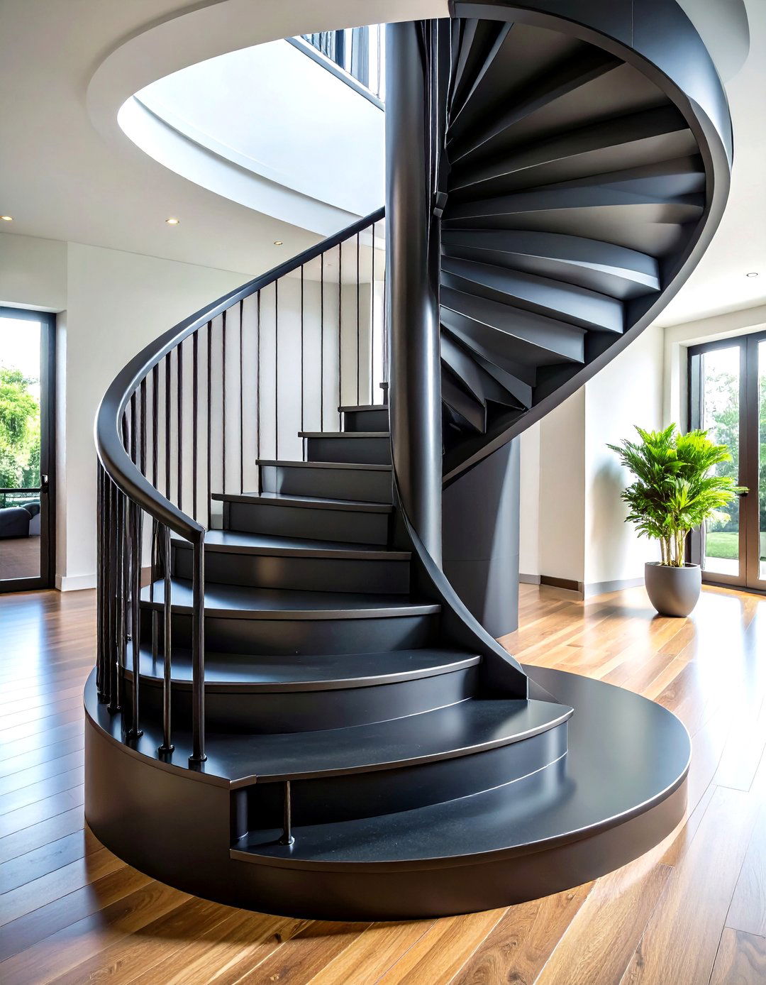 Black Helical Ribbon Staircase - 24 black staircase ideas