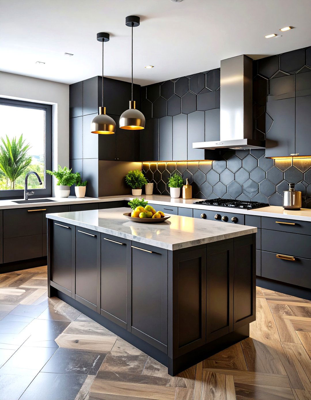Black Hexagon Tile Backsplash - 24 Kitchen With Black Backsplash